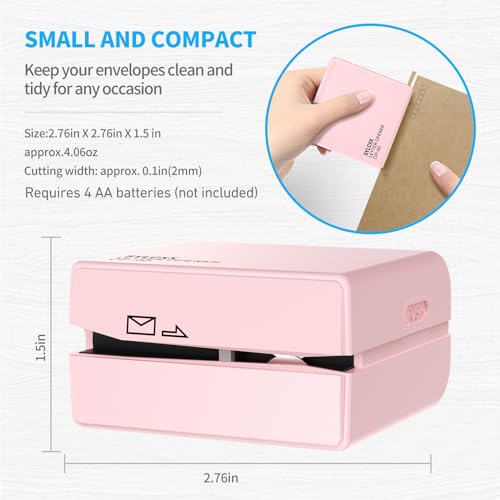 Ouvre-lettres électrique rose compact pour bureau et tri du courrier