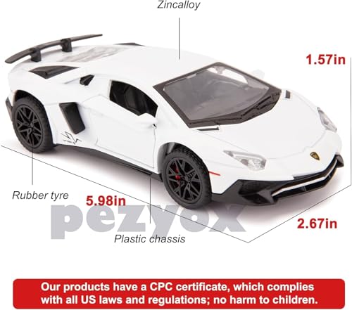 Image of 1:32 Scale Lamborghini LP750 Model Diecast Metal Pullback Toy car with Openable Doors & Light, Music Boys car for Kids Best Toys Gifts Toys for Kids (White)