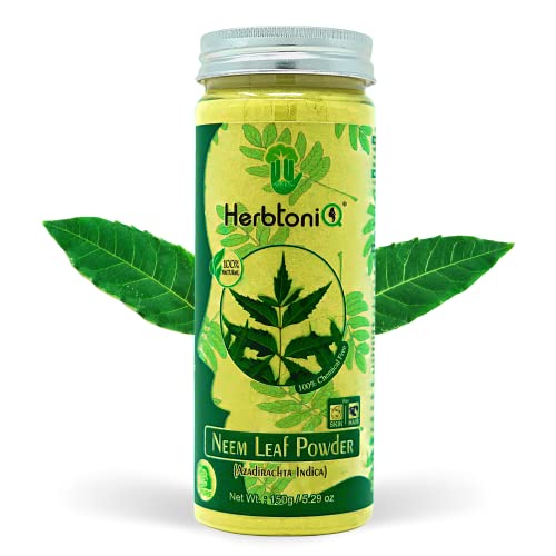 Image of HerbtoniQ Organic Neem Powder for Face Pack, Hair and Skin Care | 100% Pure, Natural, Herbal Neem Leaf Powder ideal for Pimples, Glowing Facepack, Hair Growth Mask | Unisex | 150g