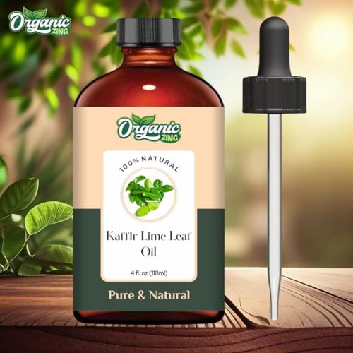 Image of Organic Zing Kaffir Lime Leaf (Citrus Hystrix) Oil | Pure & Natural Essential Oil for Skincare, Hair Care, Aroma and Diffusers - 118ml /3.99fl oz