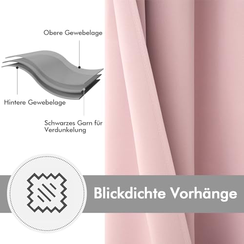 Image of MIULEE Light Pink Blackout Bedroom Curtains 90 Inch Long Light Blocking | Grommet Top, Room Darkening Window Drapes, Privacy Protection, Thermal Insulated, Heat Blocking