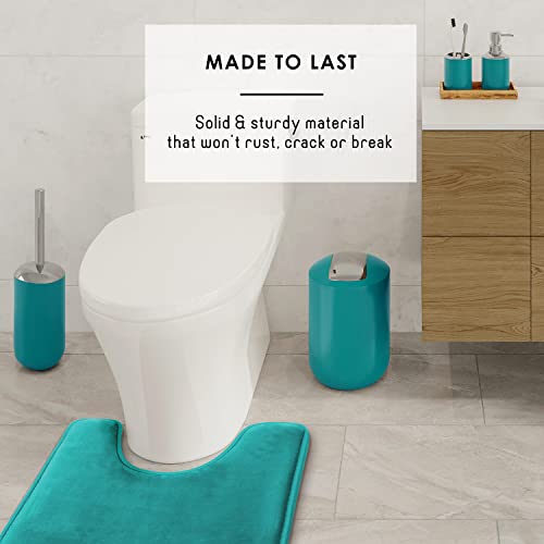 Clara Clark Bathroom Set - Teal Bathroom Accessories Set, 20PC Bathroom Accessory Set, Shower Curtain Set with Liner, Toothbrush Holder, Soap Dispenser, Soap Dish, Toilet Brush Holder, and Trash Can - Image 5