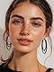 Suplight Creolen Schwarz Damen Statement Ohrringe Edelstahl doppel Creolen 60mm Geometrische Ohrringe Kreis Kreolen Hoop Earrings Ohrpiercing Ohrschmuck Accessoire für Geburtstag Jahrestag
