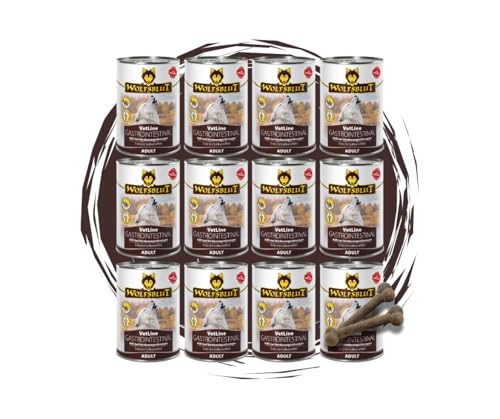 Wolfsblut Vetline Hundefutter - GASTROINTESTINAL, 12x395g - Sparbundel, Sparpaket - inklusive Warnicks Tierfutterservice Hundesnack Goodie