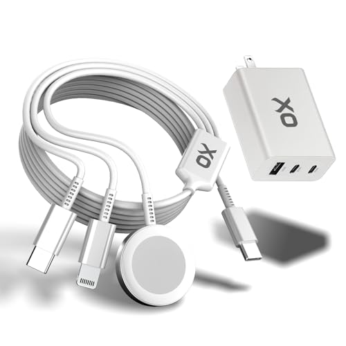 USB C Multi Charging Cable: Ultra-Fast 89.5W 3 in 1 Charger & Data Cable. Apple MFi Certified USB Cables with Apple Watch, iPhone Lightning, and USB c Charging Cords (Cable + 65W Adapter)