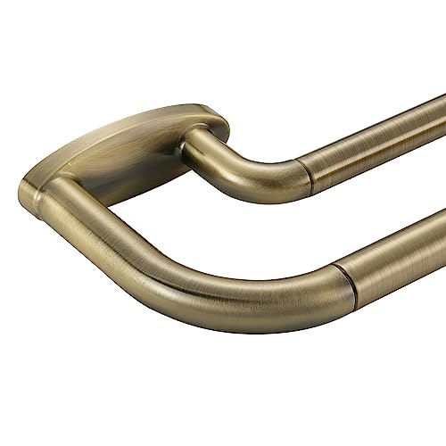 Double Curtain Rods Antique Bronze,Room Darkening Drapery Rod for 28-48 Inches,Adjustable 3/4 Inches Front and 5/8 Inches Back Quality Metal Rod for Window,Wrap Around Design