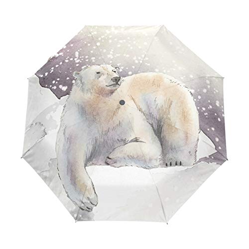 FVFV Snow Polar Bear Umbrella Travel Automatic Auto Open Close Folding Umbrellas for Men Women Windproof UV Protection