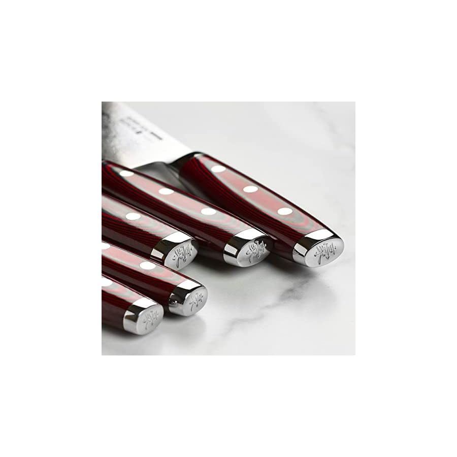 Yaxell-Super-Gou-7-Piece-Acacia-Slim-Knife-Block-Set-Made-in-Japan-161-Layer-SG2-Stainless-Damascus Yaxell Super Gou 7 Piece Acacia Slim Knife Block Set - Made in Japan - 161 Layers SG2 Stainless Damascus