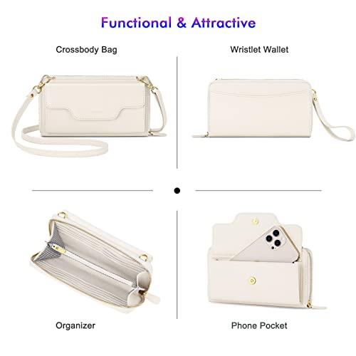 Image of nuoku Small Purse for Women, RFID Blocking Wristlet Wallet, Crossbody Clutch with Cell Phone Pocket