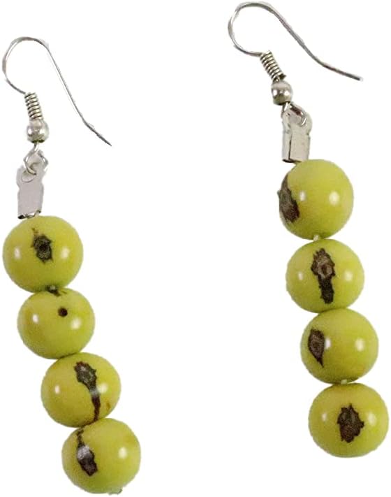 Açaí Nut Ball Earrings - Organic - LEMON LIME - hand crafted