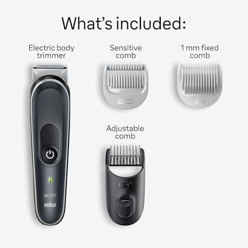 Image of Braun Body Groomer 5 for Men, BG5340, Manscaping Tool, SkinShield Technology, Sensitive Comb, Lifetime Sharp Metal Blade, Body Groomer for Men, Gray /White