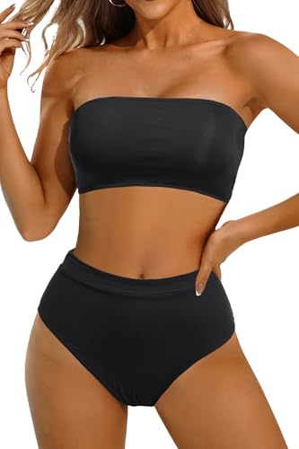 Tempt Me Women Bandeau Bikini Set Strapless Two Piece Sexy Swimsuit High Waisted High Cut Bathing Suits Cheeky Swimwear2