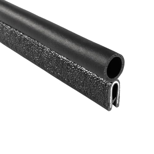 Image of TRIM-LOK Trim Seal, Edge Trim with Top Bulb, Fits 0.437-Inch Bulb, 1 /8-Inch Edge, 9 /16-Inch Leg, 25-Foot Length, Black Pebble Finish, Flexible PVC Plastic Trim with EPDM Rubber Weather Stripping