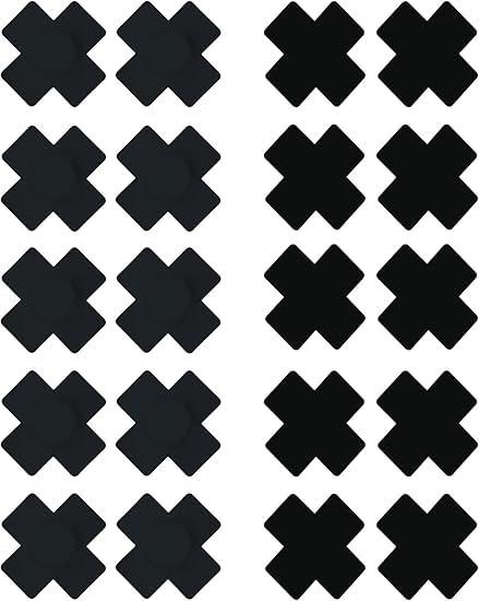 Disposable X, Plus Sign, Cross Adhesive Satin Nipple Cover Pasties Stickers 10 Pairs Black