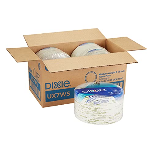 Dixie 6 7/8” Medium-Weight Paper Plates By Gp Pro (Georgia-Pacific), Pathways, Ux7Ws (Case), 125 Count (Pack Of 4), Total 500 #TOP1