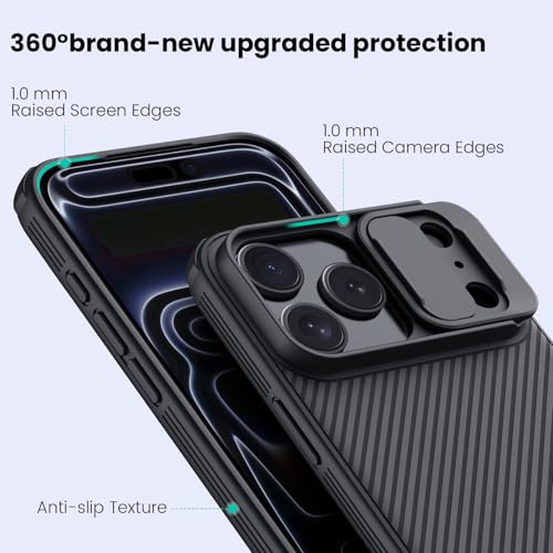 Image of Nillkin for iPhone 17 Pro Case with Slide Camera Cover, [Upgraded Camera Lens Protection] Slim Shockproof Protective Phone Case for iPhone 17 Pro 6.3 inch, Black