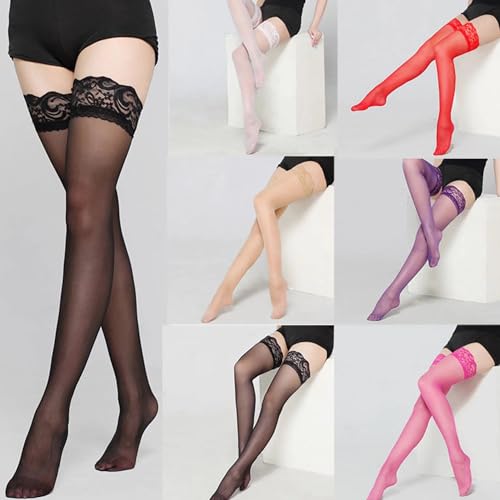 Image of Neska Moda Women & Girls 1 Pair Nylon Transparent Thigh High Stockings /Tights-STK81
