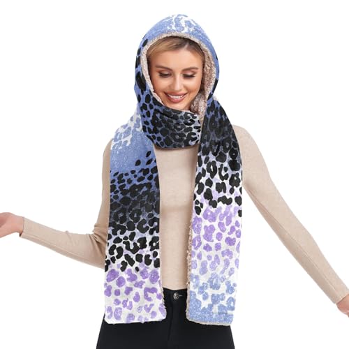 Bonnet d'hiver chaud à capuche pour femme écharpe gants extérieure bleu noir