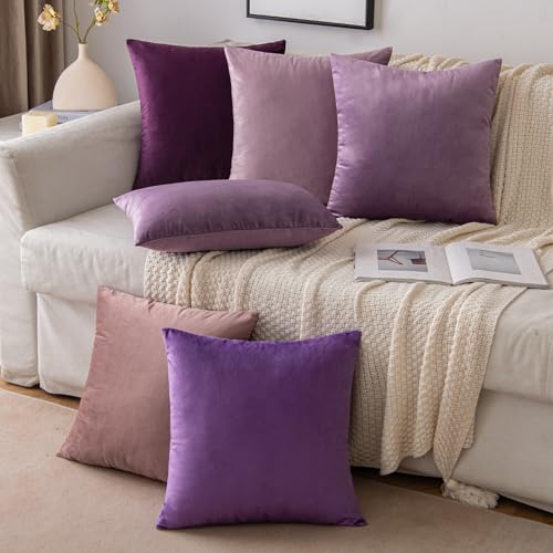 EMEMA Velvet Cushion Cover 40 x 40 cm, Decorative Decorative Cushion Aubergine Purple, Sofa Cushion, Lumbar Cushion Cover - Image 4