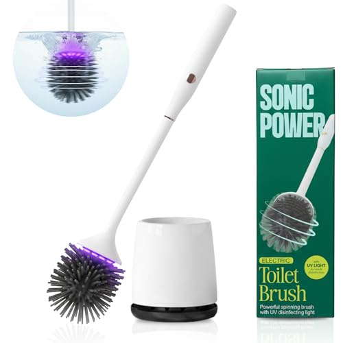 Electric Toilet Brush, Electric Toilet Brush Scrubber, Self Cleaning Toilet Brush, Automatic Brush, Power Toilet Bowl Brush, Rechargeable - Kit Includes Base, Charger, Brush & Wall Mount