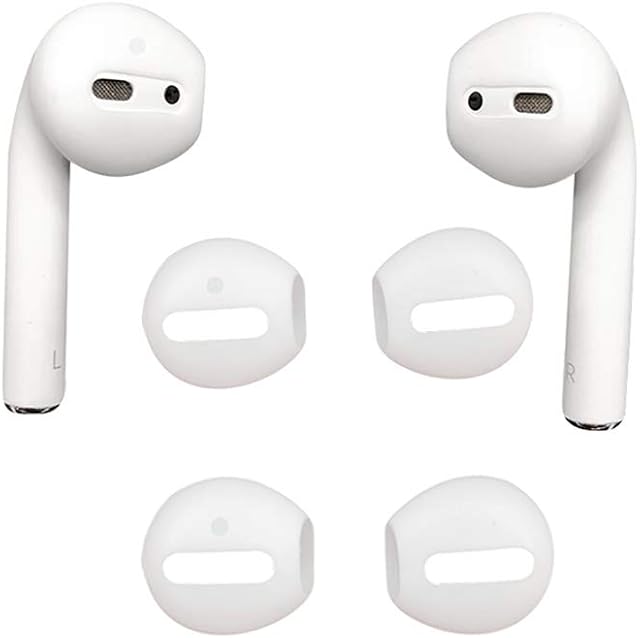 DamonLight {Fit in The case} Airpods Earpods Covers Anti-Slip Silicone Soft Sport Covers Accessories Apple AirPods Earbud airpods eartips 2 Pairs White (NOT include airpods)