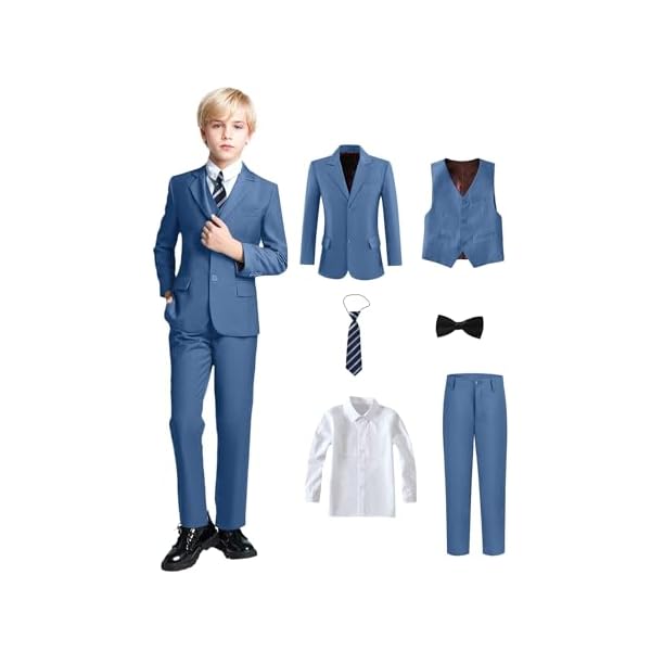 Yanlu Boy's Tuxedos Toddler Formal Suits Set Kids Blue Black Slim Fit Suit for Weddings