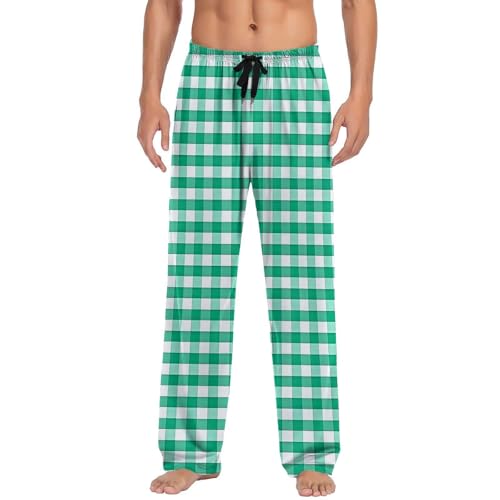 Cambkatl Men’s Plaid Pajama Pants, Elastic Waist Loose Straight Leg Stretchy Lounge Sleepwear Pjs Bottoms with Pockets4