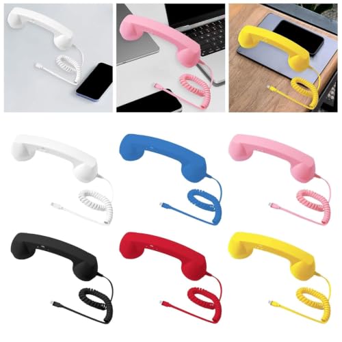 Image of Retro Phone Handset Phone Receiver for Mobile Meetings All Smartphones Black | Corded Telephones | Zoomela (White)
