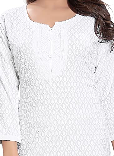Image of DREAM & DZIRE Chikankari Kurti for Women of Cotton in Plus Size & Small Size.