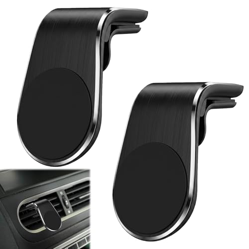 Enyyfit Mobile Phone Magnetic Bracket for Car, 2 Pack Black Air Vent Mobile Phone Magnetic Bracket for Car, Compact Aluminum Alloy Universal Smartphone Navigation Cradle
