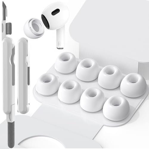 SIXFU 4 Größen der Silikontips Aufsätze für AirPod Pro und AirPods Pro 2 Aufsätze Ohreinsätze Tips mit Reinigungsset & Tragbarem Aufbewahrungskasten, Lärmreduzierung Loch(XS/S/M/L) - Weiß