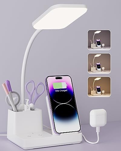 Desk Lamp with Wireless Charger & USB Charging Port, LED Desk Lam...