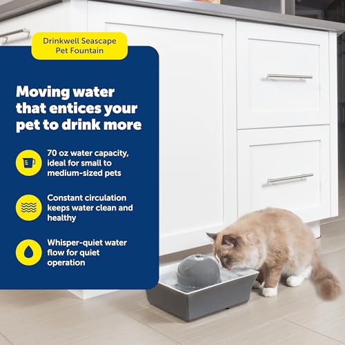 Image of PetSafe Drinkwell Ceramic Pet Water Fountain, Cats & Dogs, Quiet, 70 oz | Encourages Pets to Drink More, Replaceable Carbon Filter, Whisper-Quiet Submersible Pump, Dishwasher Safe