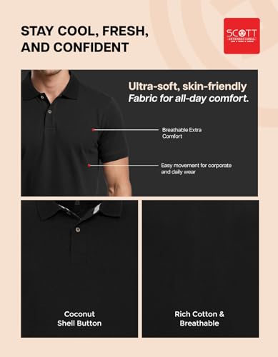 Image of Scott International Cotton Polo T Shirt | Collar Tshirts | Half Sleeves Plain T Shirt | T-Shirt |Tshirt for Men Stylish | Men's Tshirt