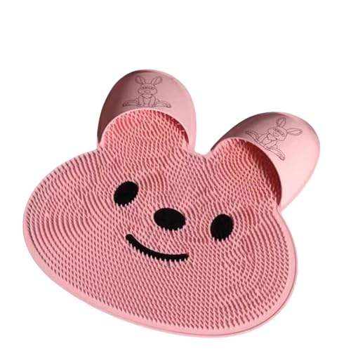 擦り足マット 洗足神器 シャワーブラシ 足底マッサージ 家庭用浴室用滑り止め付き吸盤付きマット 角質取り 足部 抗菌 靴 消臭 (ピンクのウサギ)