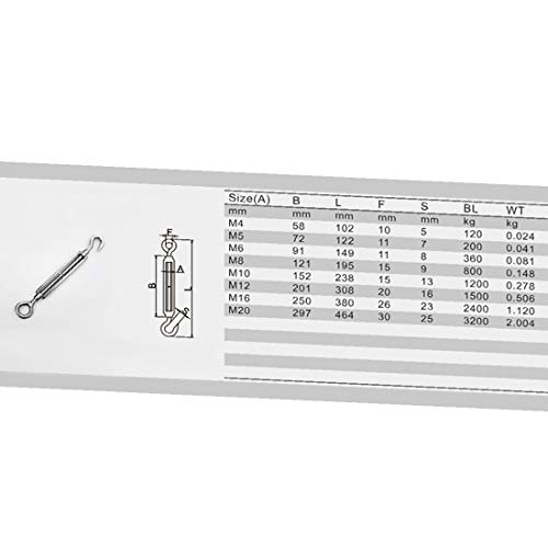 New Lon0167 M8 Stainless Featured Steel 304 Hook reliable efficacy & Eye Turnbuckle Wire Rope 5pcs miniatura 5