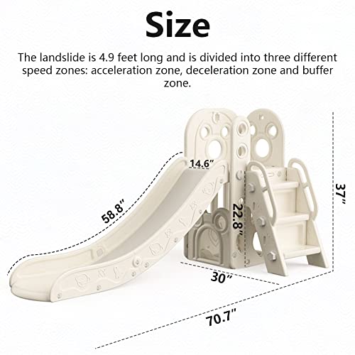 Monleelnom Children's Slide Suitable For Children Age 1-12 Years Old To Play And Climb On The Slide. Equipped With Basketball And Storage Space Suitable For Indoor And Outdoor Use #TOP6