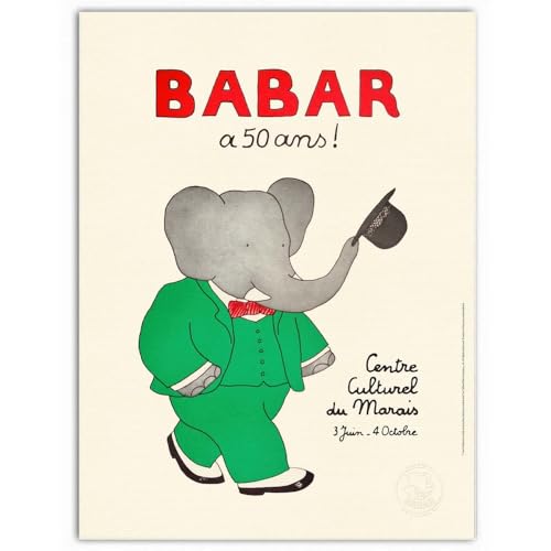 Affiche d'art Oneart Babar 50 ans, le poster nostalgique qui traverse les generations