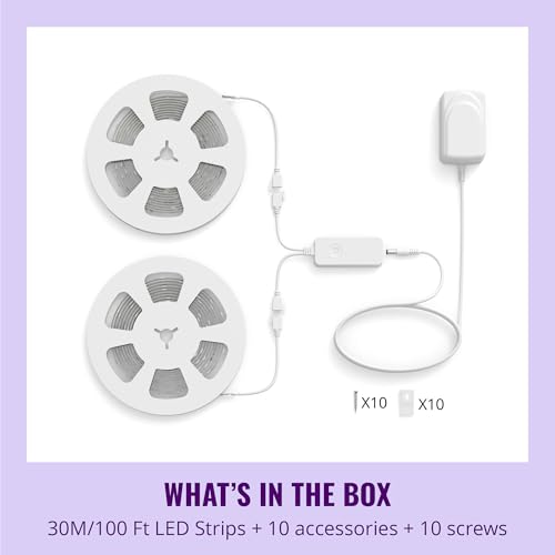 Wiz Connected 605550 100 Ft Led Light Strip - Flowing Multicolor Led Color-Changing Light Strip For Your Smart Home -Voice/App Control - Works With Google Home, Alexa And Homekit thumb #5