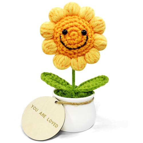 XIZIX Girassol de crochê, flores de crochê para decoração de pain...