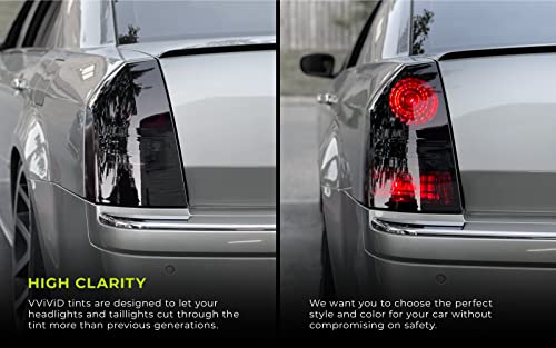 Vvivid Dark Black Headlight Taillight Tint Air-Release Vinyl Wrap Film Roll (12" X 24" 2-Roll Pack) #TOP3
