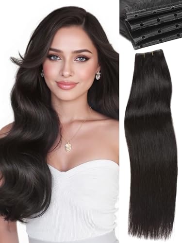 WIGNEE New Double Layered PU OVO Hair Extensions Natural Black