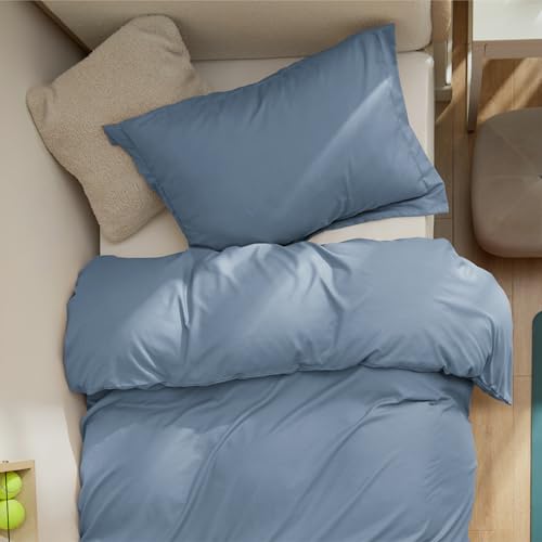Image of Bedsure Twin /Twin XL Duvet Cover, Double Brushed Bedding Set, Dusty Blue | For Kids & Adults, 68 inchx90 inch Comforter Cover, Hotel Luxury, All Season, Breathable, Easy Care, Lightweight, Zipper Closure