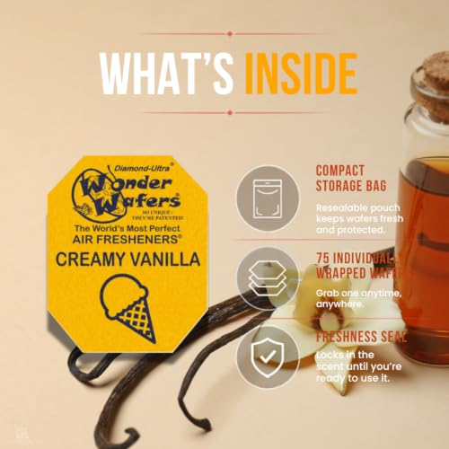 Image of Wonder Wafers 75 count Air Fresheners Individually Wrapped, Creamy Vanilla Fragrance