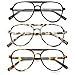 DXYXYO 3 Pack Retro Aviator Reading Glasses for Women 1.25, Mens Classic Lightweight Blue Light Blocking Computer Readers, Black Grey Brown
