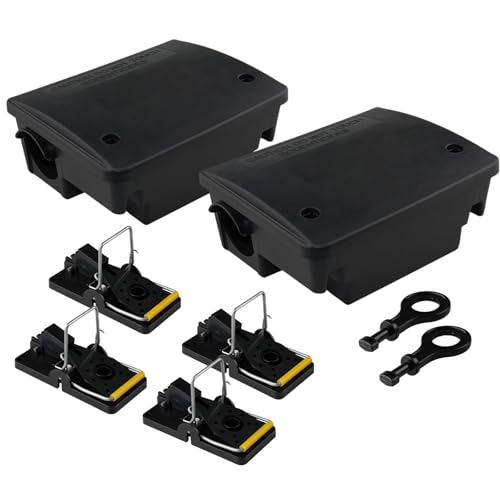 oupados Köderstation Ratten Set 2X Köderbox Garten Mausfalle...