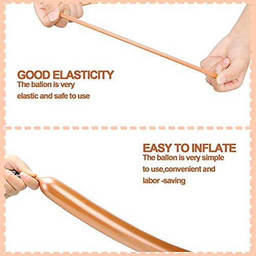 Image of Skylety 50 Pieces Long Balloons 260 Twisting Animal Metallic Latex Balloons DIY Modelling for Birthday Wedding Engagement Magic Anniversary Festival Party Decoration(Rose Gold)
