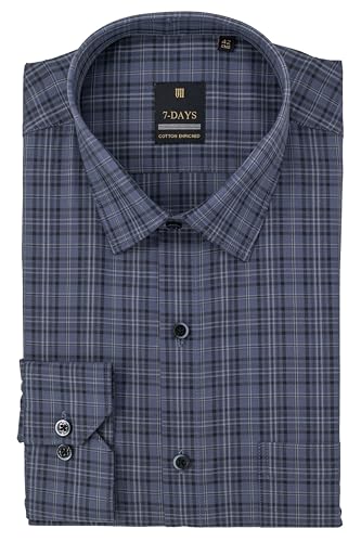 Image of 7-DAYS Men's Premium Checks Formal Shirt - Cotton Rich, Regular Fit, Full Sleeve, with Pocket, Wrinkle Resistant - Stylish Office & Everyday Wear.