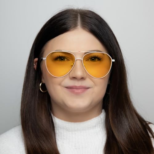 DIFF | Star Wars Luke Skywalker X-Wing Starfighter Designer Aviator Sunglasses, UV400 Polarized, Alliance White + Starfighter Yellow2