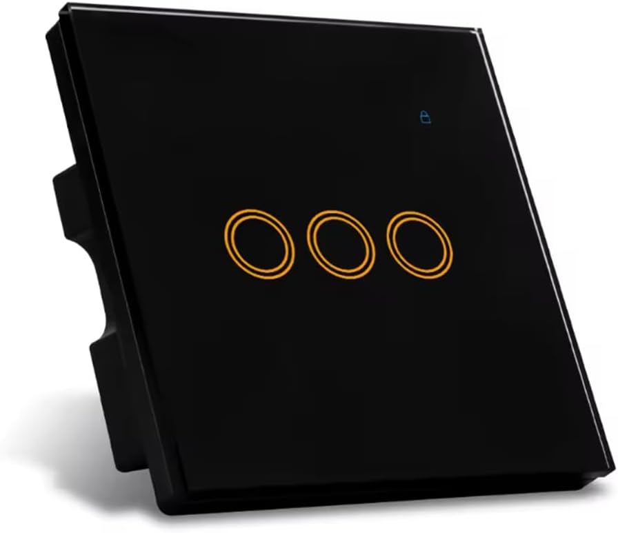 UK Standard Crystal Glass Panel Wireless 3 Gang 1 Way Touch Switch Wall Switches With RGB LED Indicator